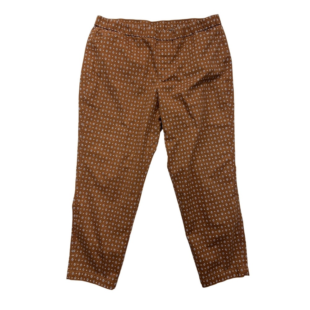 Lands' End Pants Women 18‎ Brown Mid Rise Medallion Print Tapered Ankle Stretch